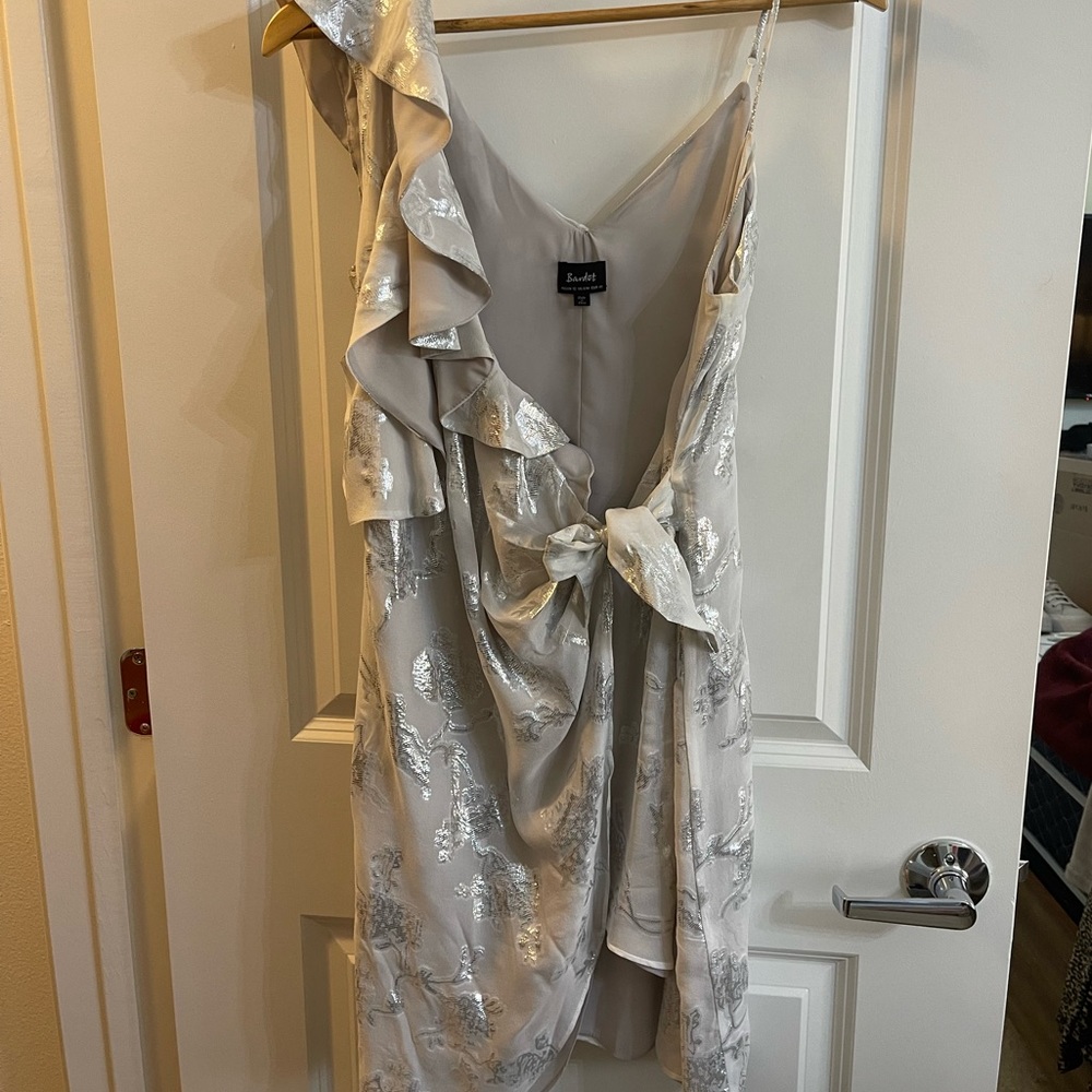 Bardot Silver Wrap Cocktail Dress, Size 8 (M)